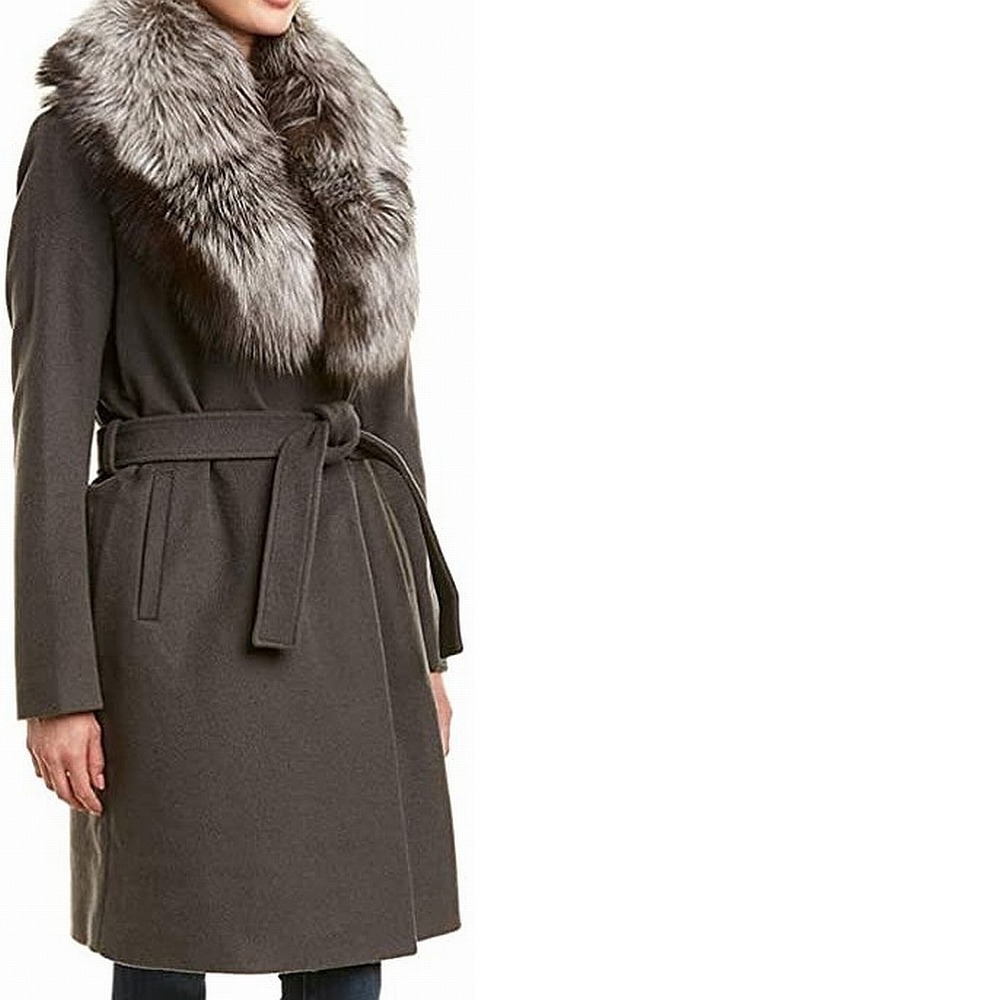 Elie Tahari NEW Gray Women's Size Small S Sasha Wool Wrap Coat
